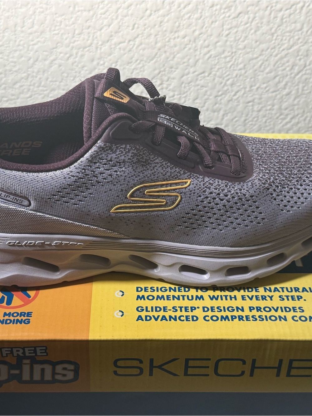 Skechers Women’s Gray and Purple Go Walk Slip-Ins Sneakers - Picture 3 of 9